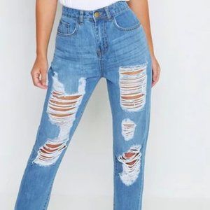 Petite Extreme Rip Boyfriend Jeans